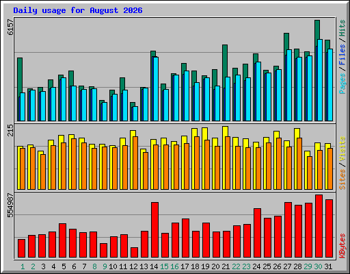 Daily usage for August 2026